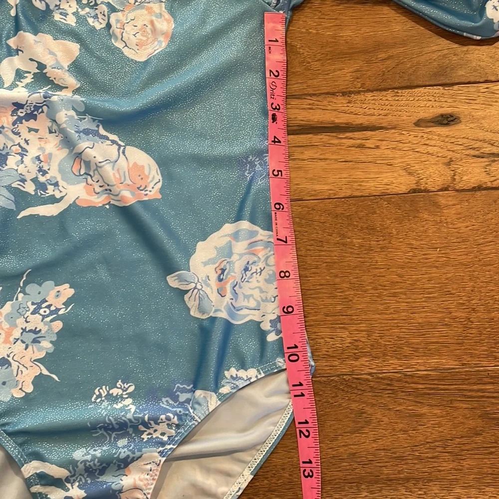 Girls Long-Sleeve Shabby Chic Blue Gymnastics Leotard Dance Leotard - Size 150